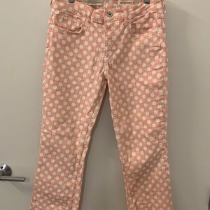 anthropologie polka dot high rise boot cut jeans